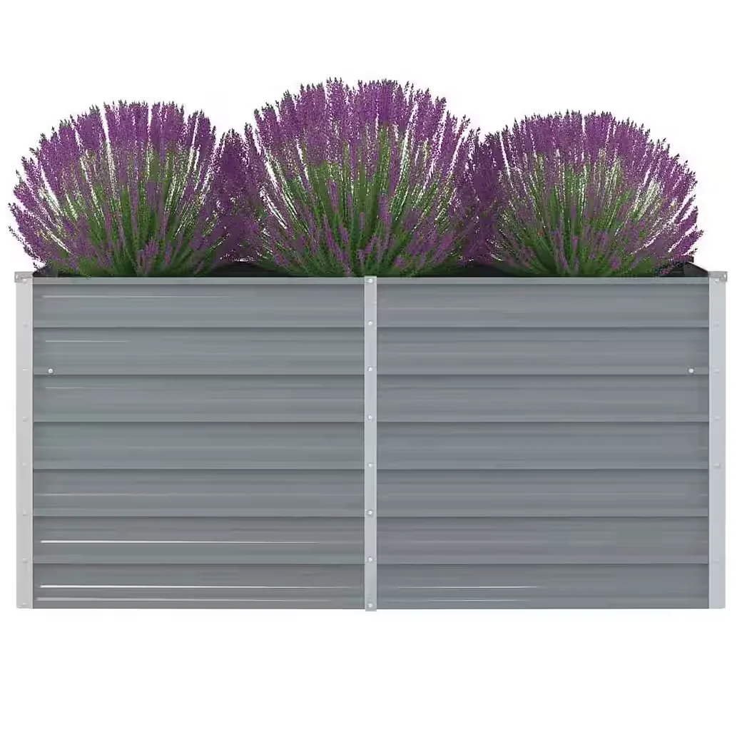 Hochbeet aus verzinktem Stahl 160 x 80 x 77 cm Grau Pflanzkasten