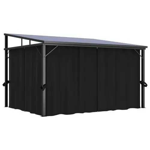 vidaXL Pavillon mit Vorhängen 405x294x244 cm Anthrazit für Garten