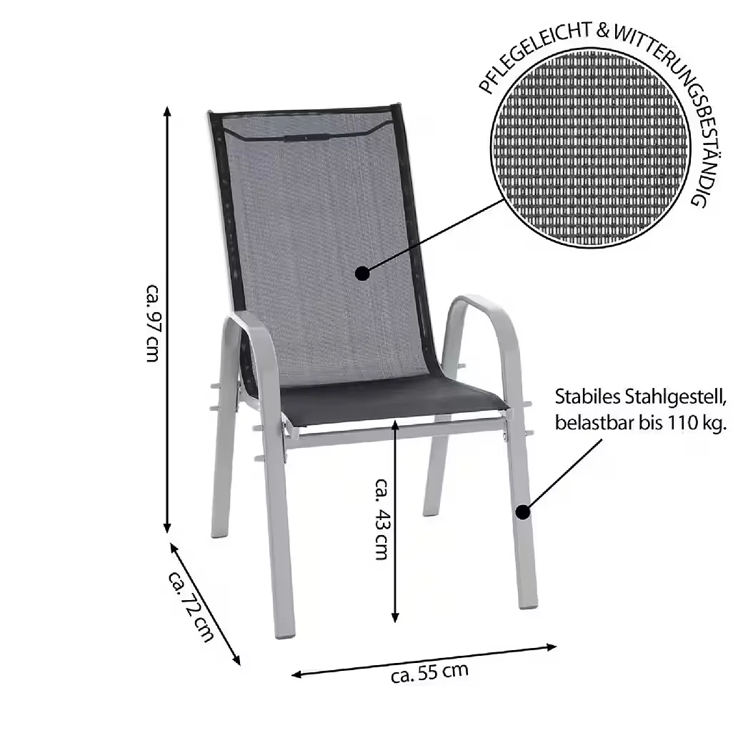 Gartenstuhl 4er Set Stapelstuhl Outdoor Stuhl für Balkon Terrasse