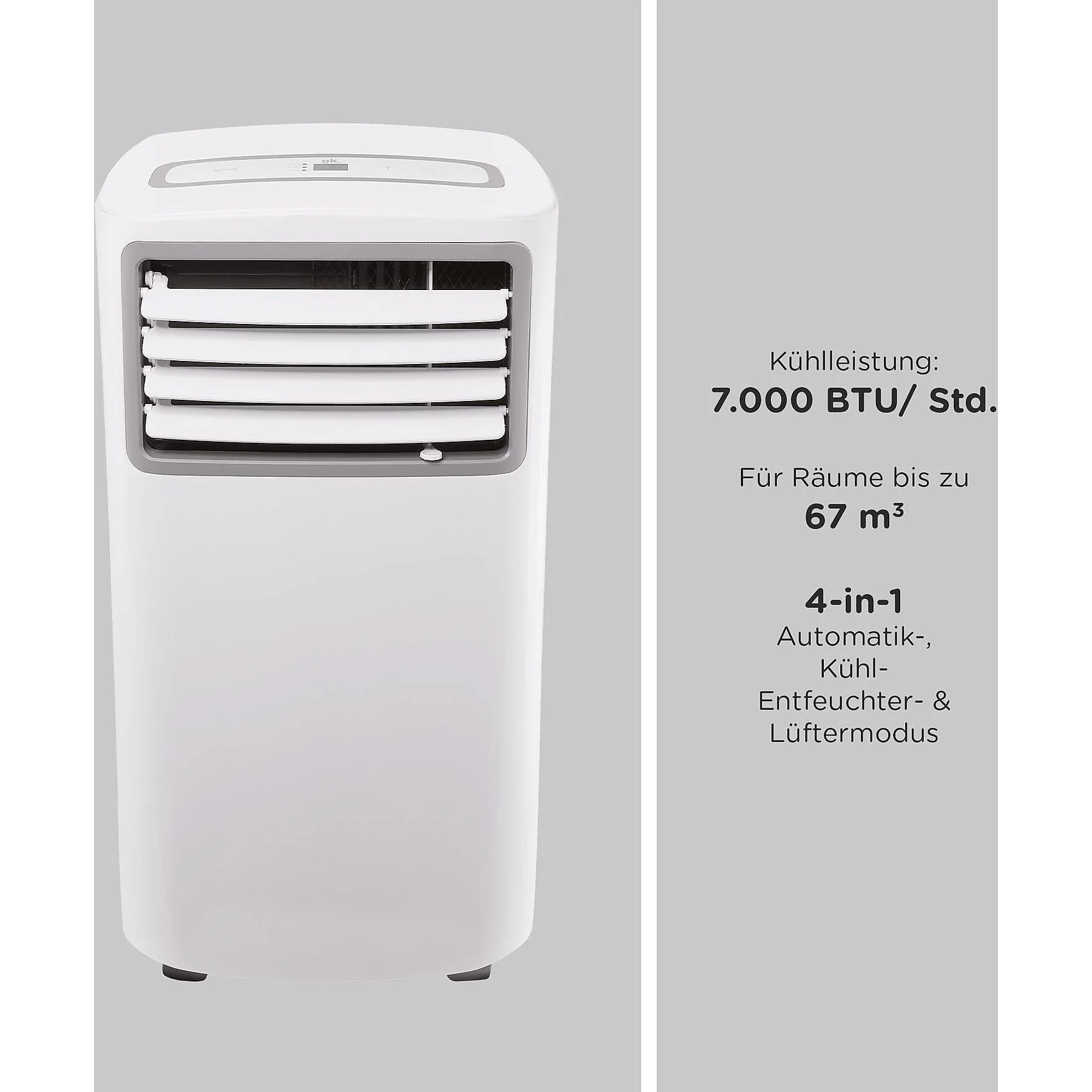 OK. OAC 7022 W Klimagerät Weiß, Energieklasse A, bis 67 m3