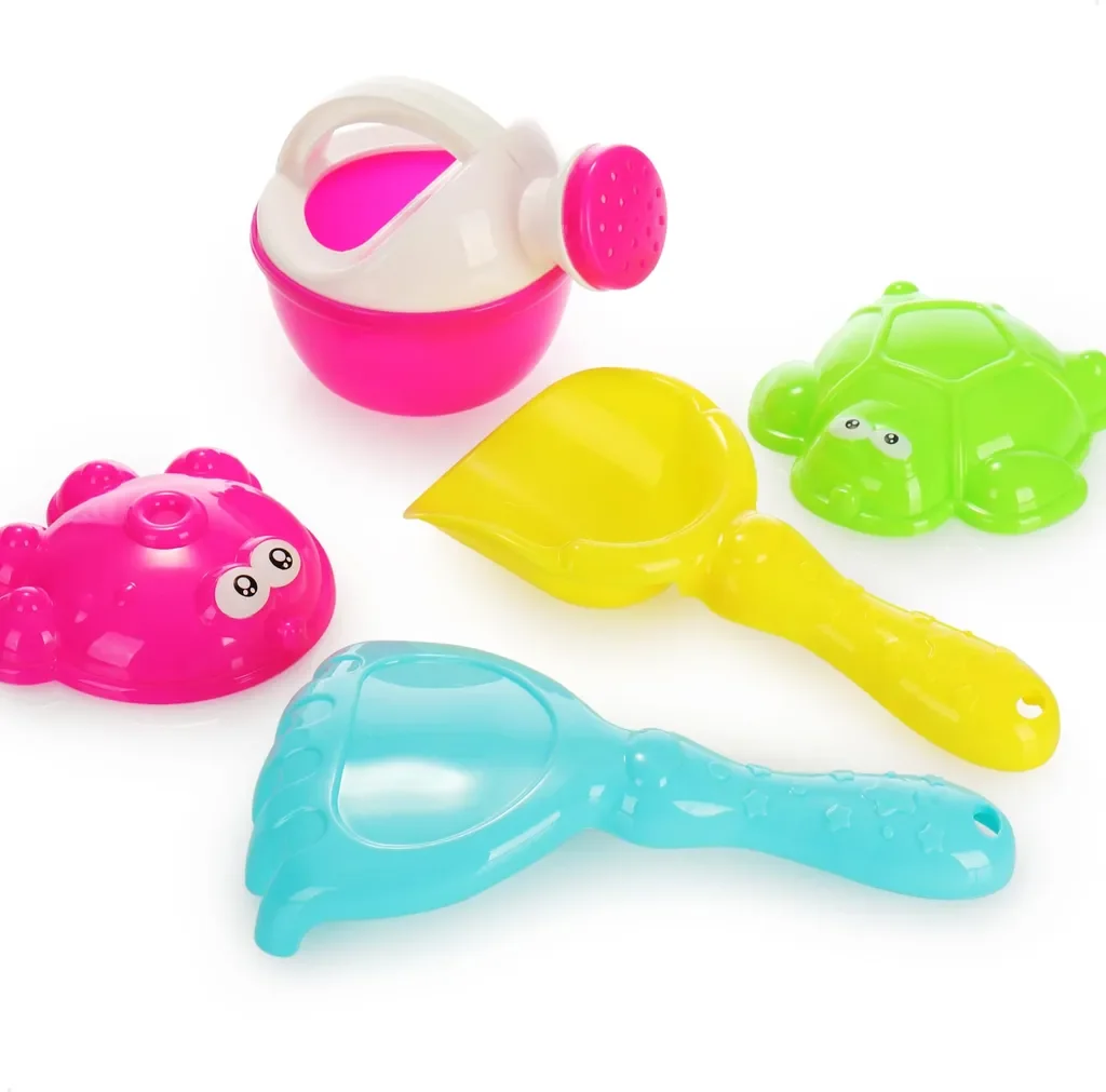 COM-FOUR® 7-teiliges Strandspielzeug Set Kinder Eimer Schippe Formen