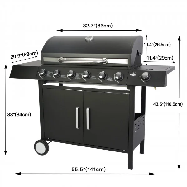 El Fuego Gasgrill San Angelo 6+1 BBQ Grillwagen Outdoor