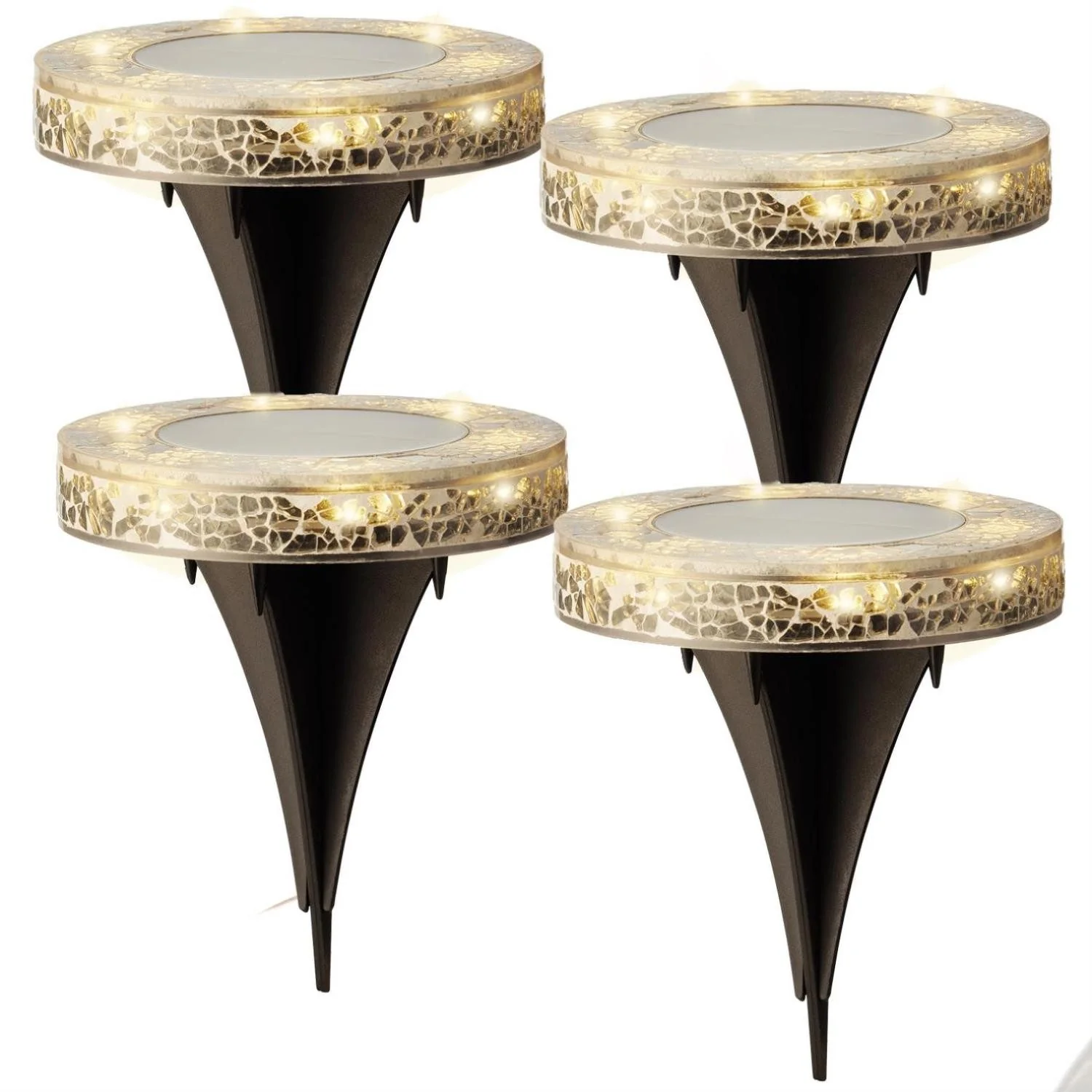 MARELIDA LED Solar Wegleuchte Bodenleuchte Mosaikoptik Garten 4er Set