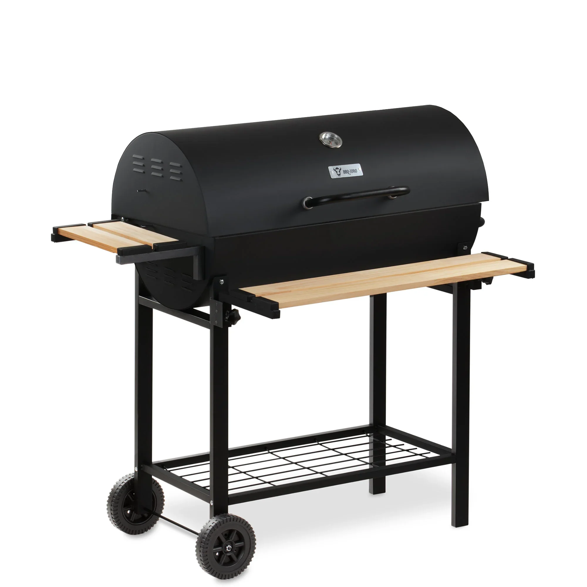 Holzkohle Grillwagen fahrbar inkl Thermometer BBQ Garten