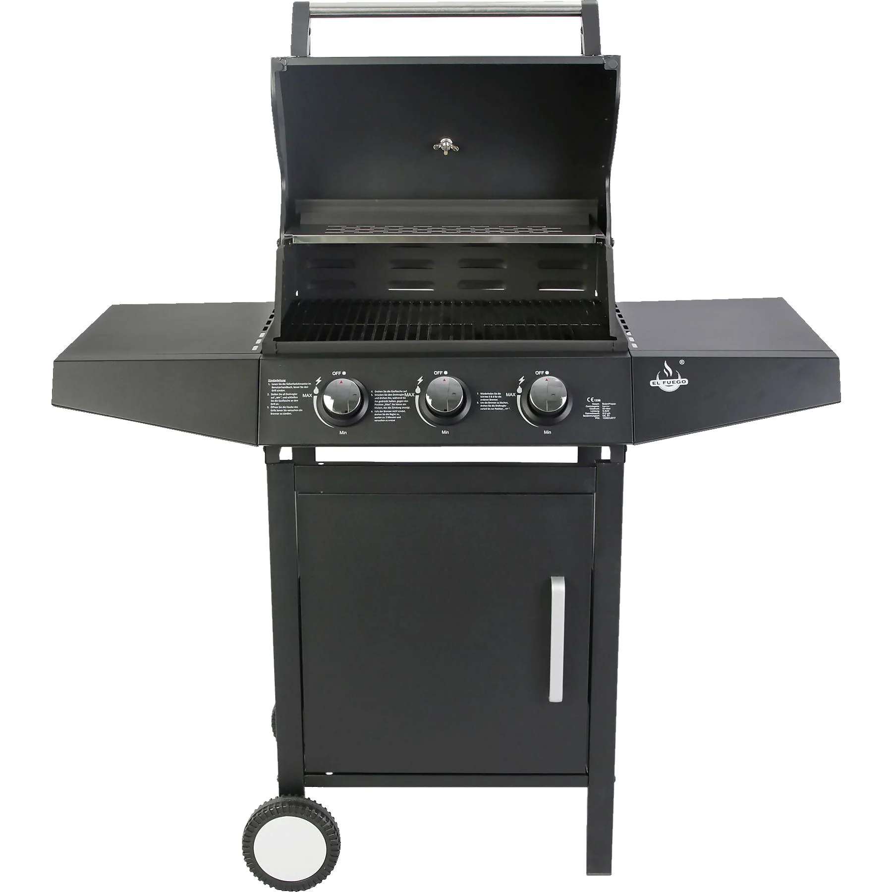 EL FUEGO AY 0581 San Angelo 3 Gasgrill Schwarz 8400 Watt BBQ