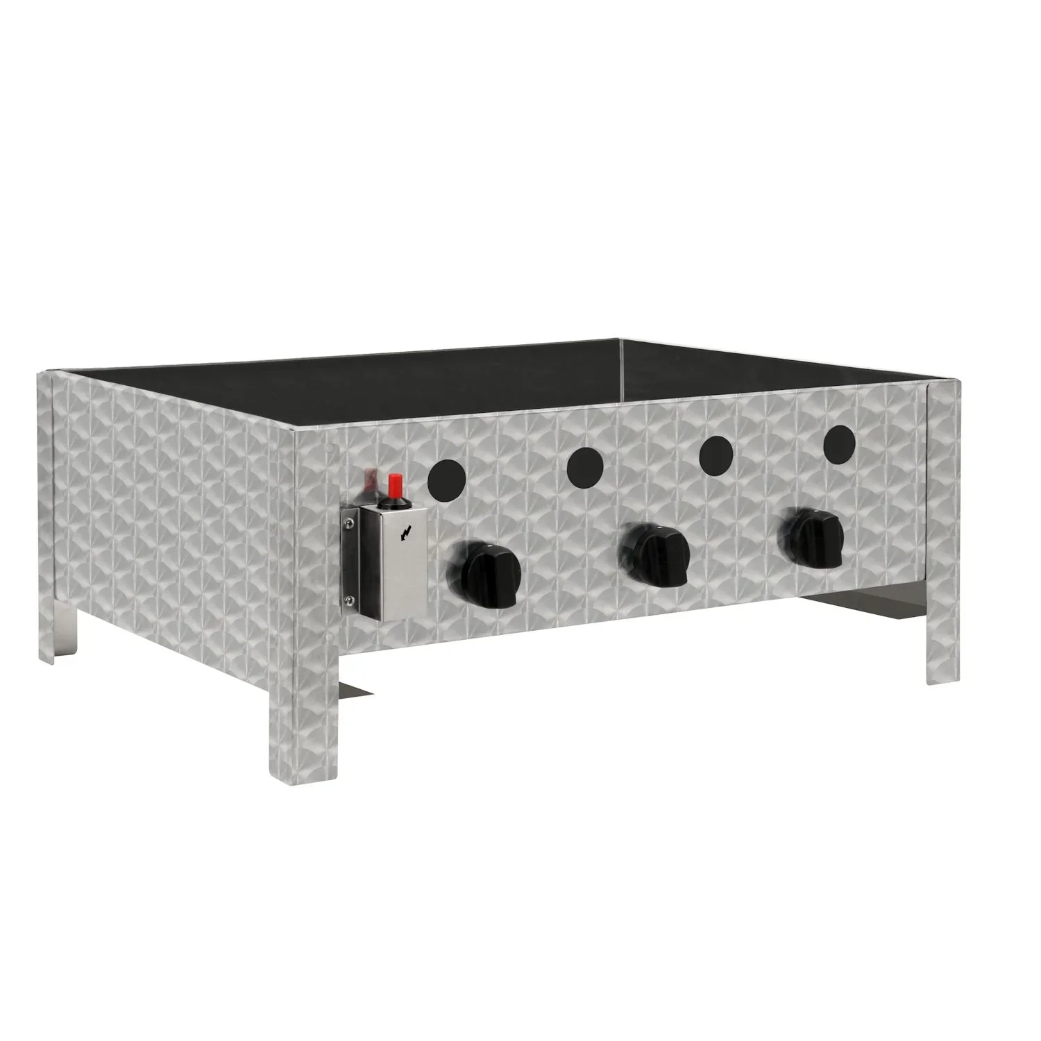 Gastrobräter Edelstahl Profi 3 flammig 64x52x27 cm emaillierte Pfanne