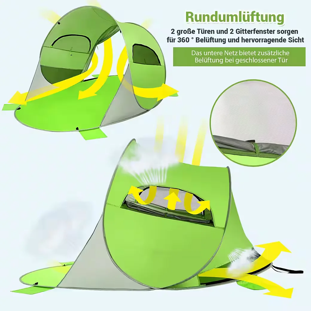 Strandmuschel Pop Up Strandzelt mit UV Schutz leicht und windfest