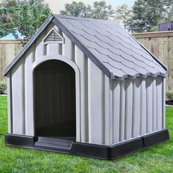 vidaXL Hundehütte Grau 92x87x91 cm Kunststoff wetterfest Outdoor