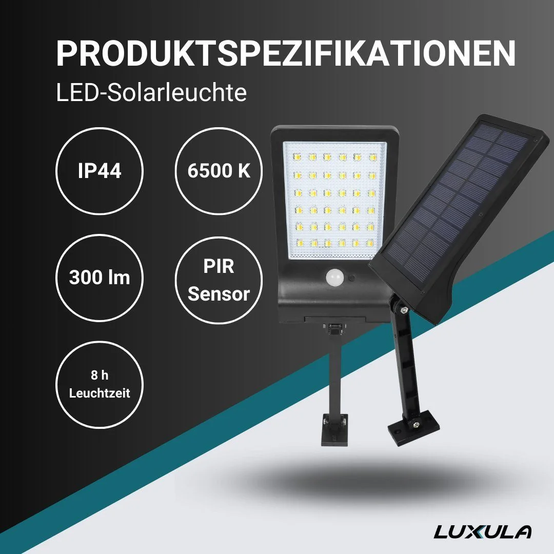 LUXULA LED Solar Wandleuchte mit PIR-Sensor IP44 kaltweiß außen 8h