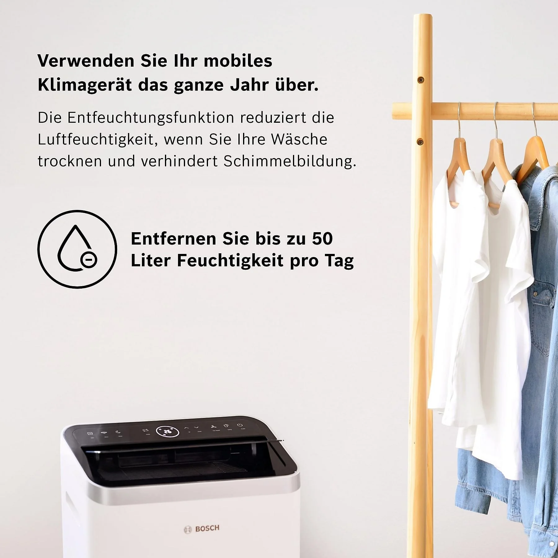 Bosch Cool 4000 mobiles Klimagerät, 35 m², A+, weiß