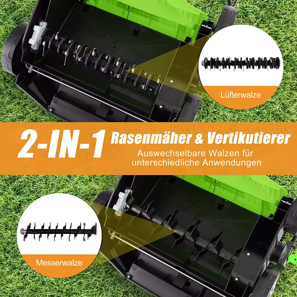 Elektro Vertikutierer und Lüfter für Rasen und Gartenpflege