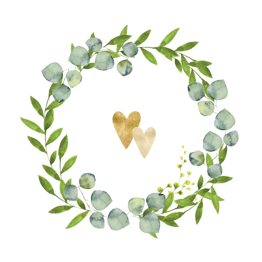 20 Cocktailservietten Two Hearts Hochzeit goldene Herzen 25x25 cm