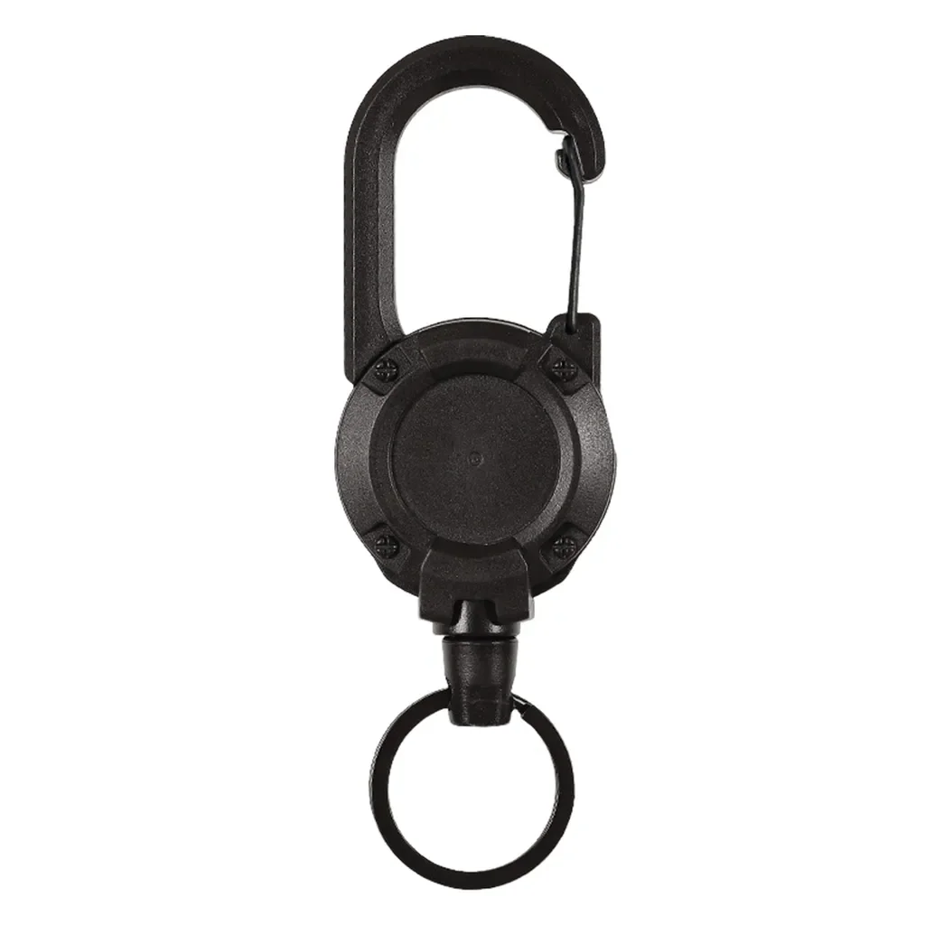 Einziehbarer Schlüsselbund Karabiner Ausweishalter robust Clip weiß