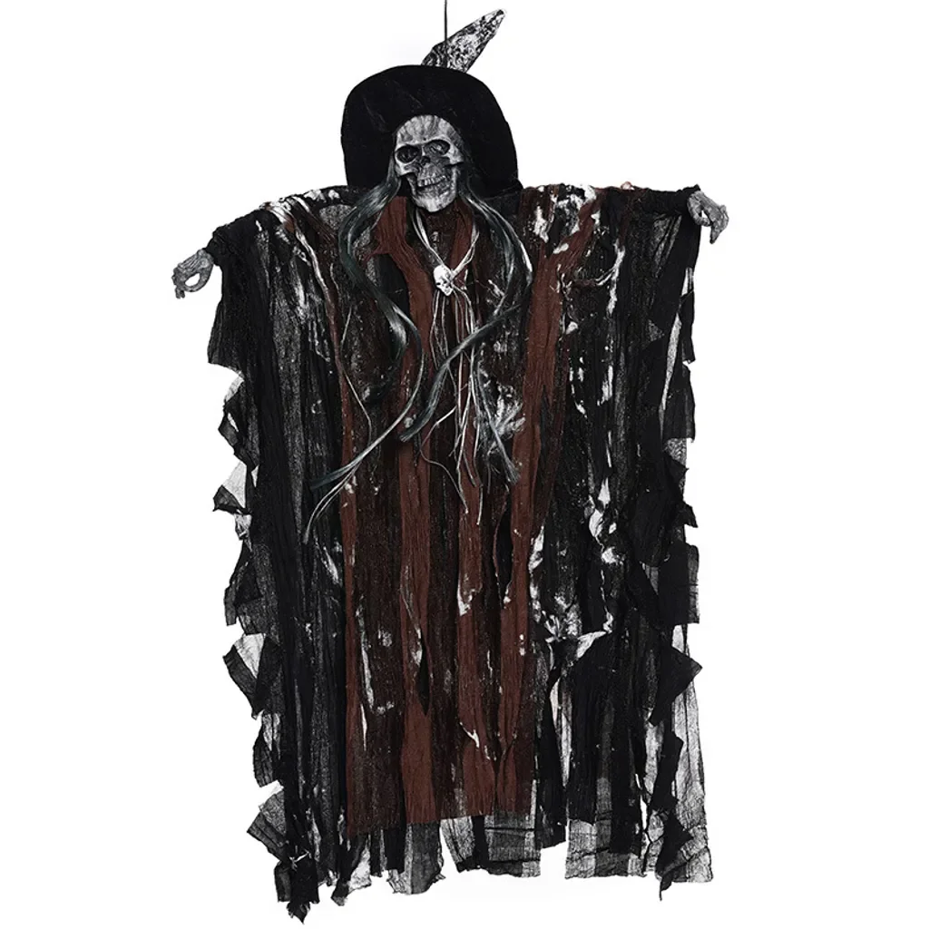 Halloween Hängender Totenkopf Geist mit Stimmenkontrolle Party Deko