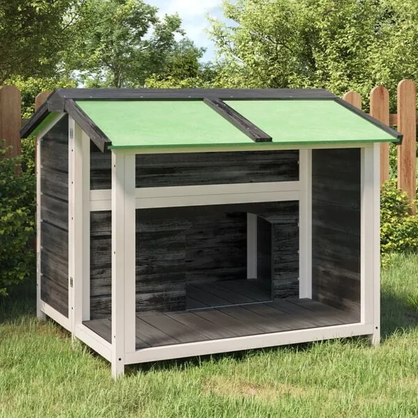 vidaXL Hundehütte Grau Outdoor 96x87x80,5 cm Massivholz Kiefer