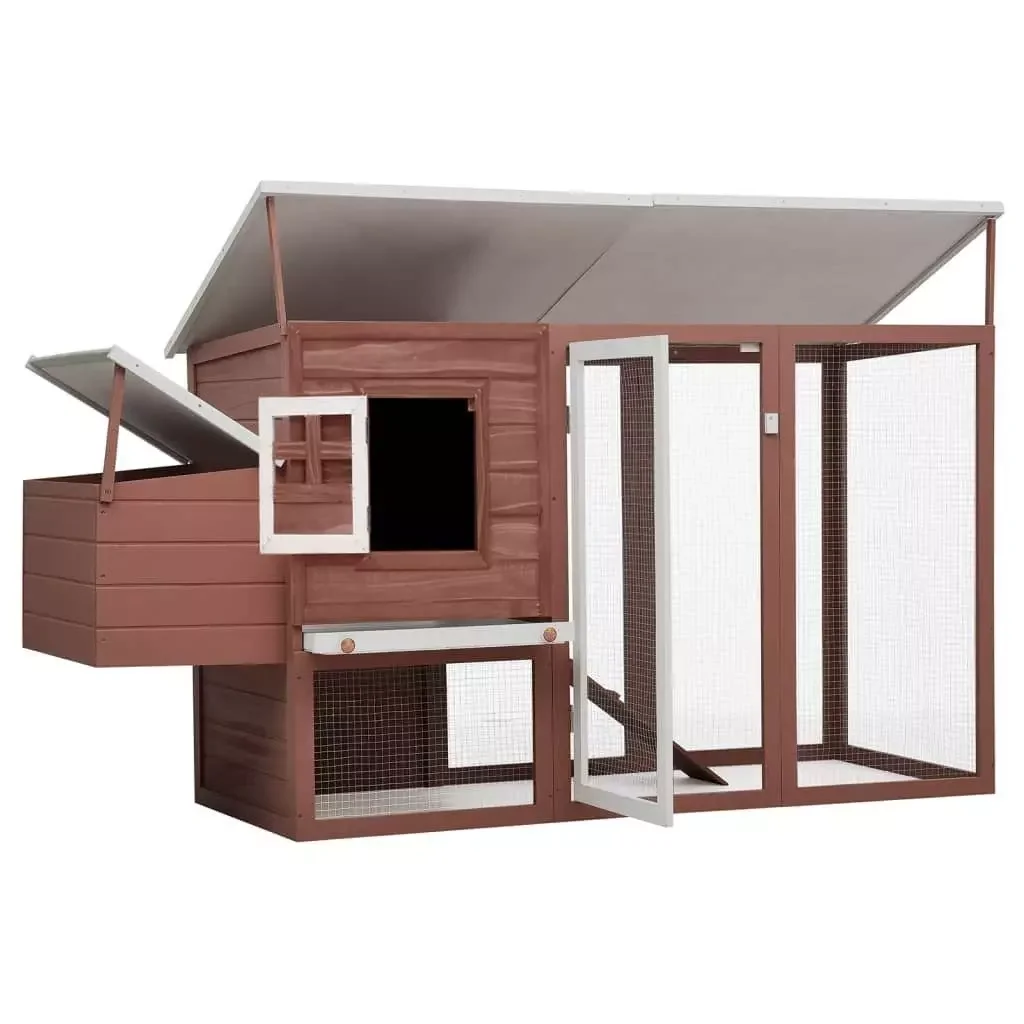 vidaXL Garten Hühnerstall mit 1 Legenest Braun Holz Außenbereich