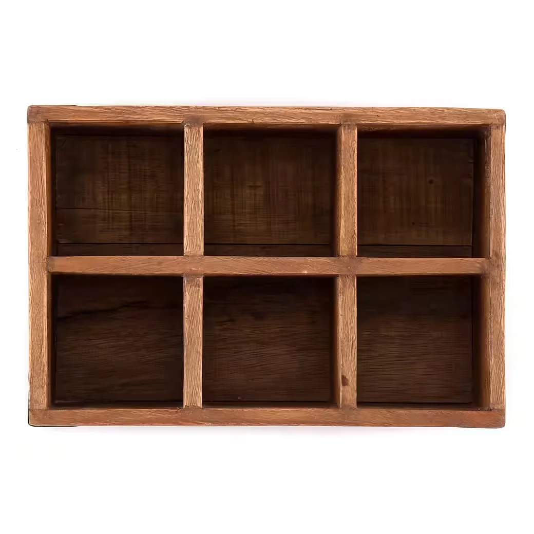 DESIGN DELIGHTS Stiftehalter LARGO Altholz massiv 6 Fächer Organizer