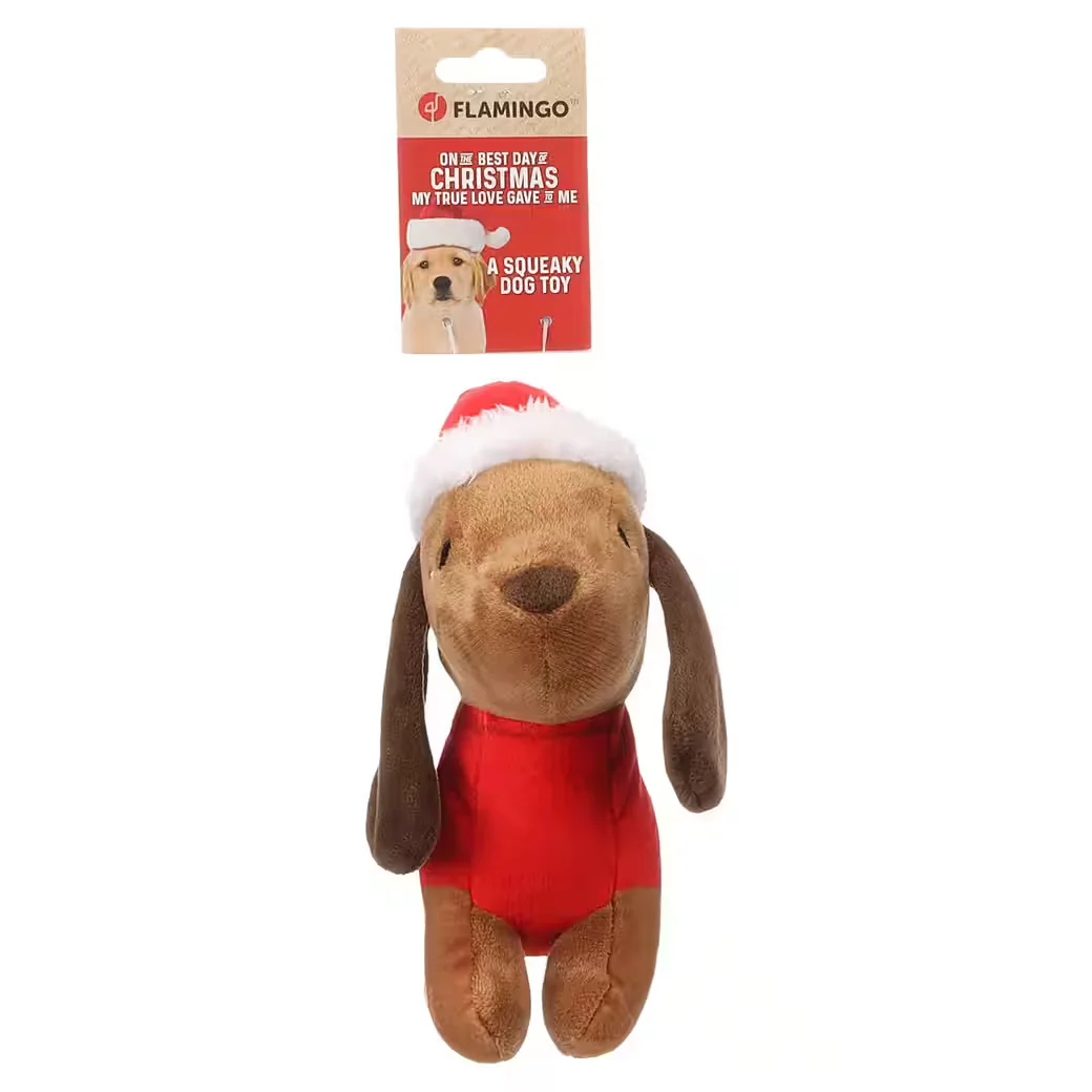 FLAMINGO Hundespielzeug Kuscheltier Plüsch Tikko braun Weihnachten