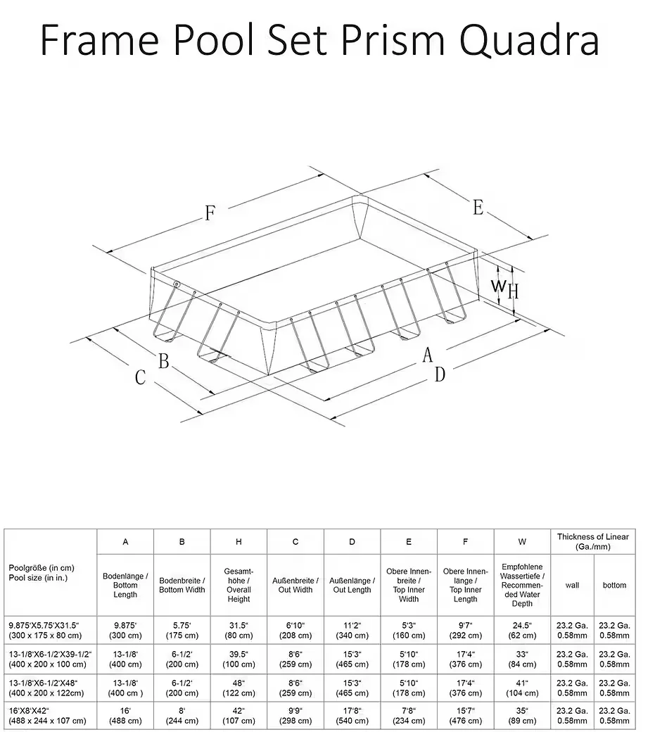 Framepool Prism Frame Rectangular above ground swimming pool