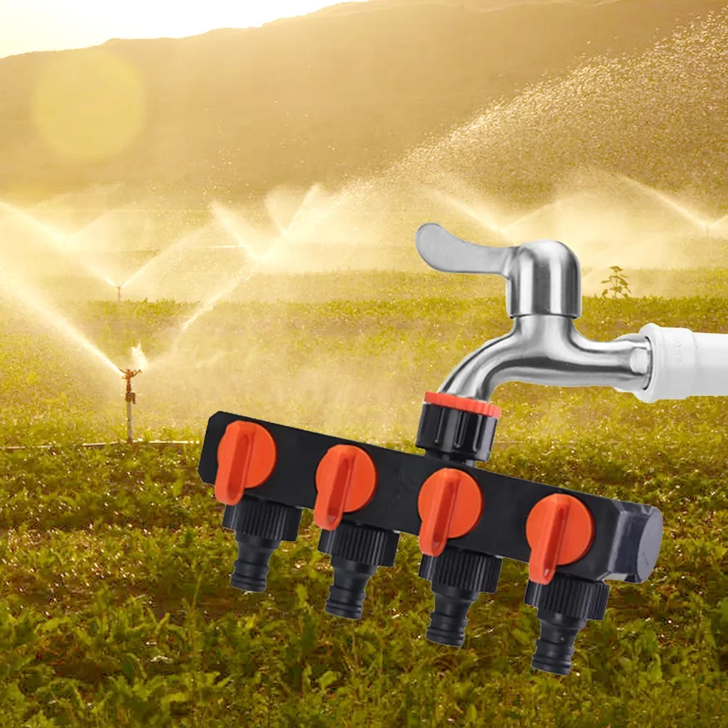 4-Wege Gartenschlauchverteiler fuer Aussenwasserhahn Sprinkler