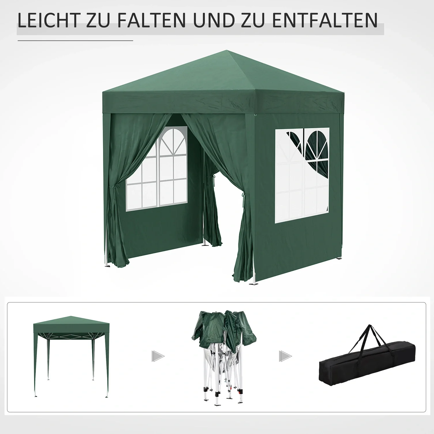 Pavillon Garten mit integrierten Klettverschlüssen 200 x 200 x 245 cm