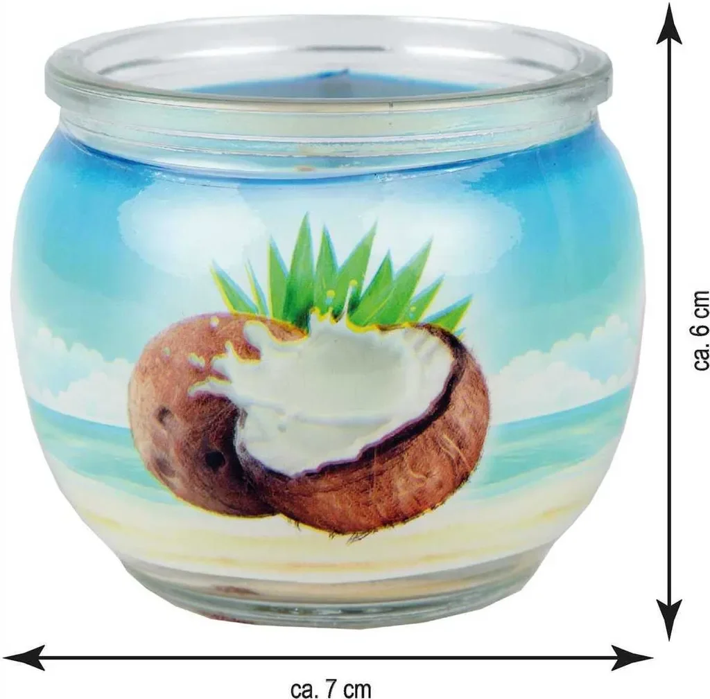 Duftkerze Motiv im Glas Coconut lange Brenndauer angenehmer Duft