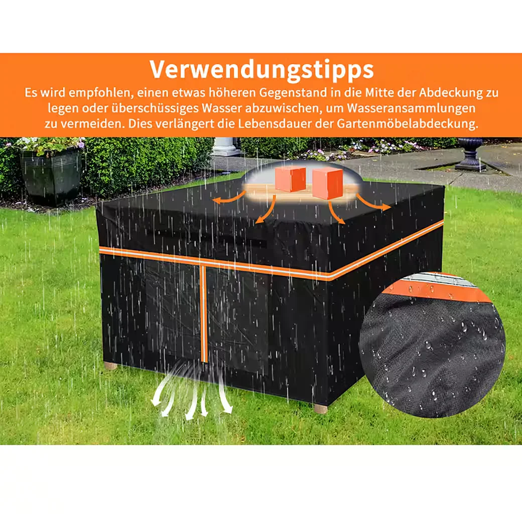 FUROKOY Gartenmöbel-Schutzhülle 420D Oxford schwarz wasserdicht