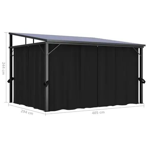 vidaXL Pavillon mit Vorhängen 405x294x244 cm Anthrazit für Garten