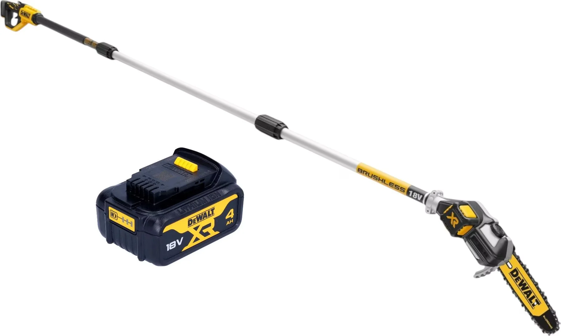 DeWalt DCMPS 567 N Akku Hochentaster 18 V Brushless + 1x Akku 4,0 Ah - ohne Ladegerät