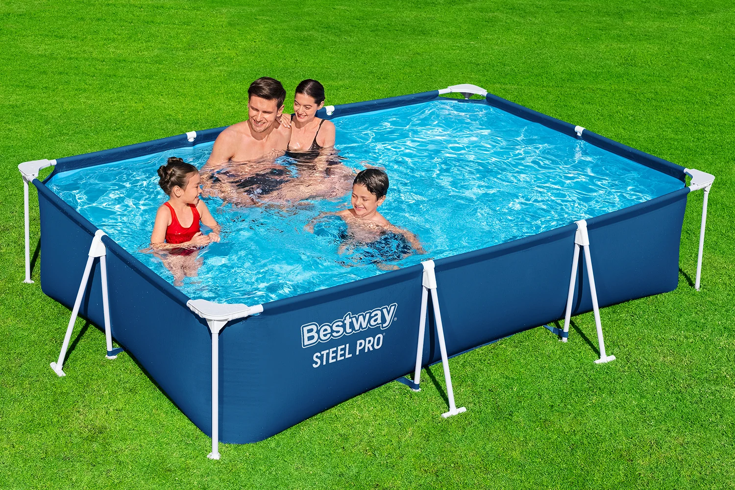 Steel Pro® Frame Pool ohne Pumpe 300 x 201 x 66 cm, dunkelblau, eckig