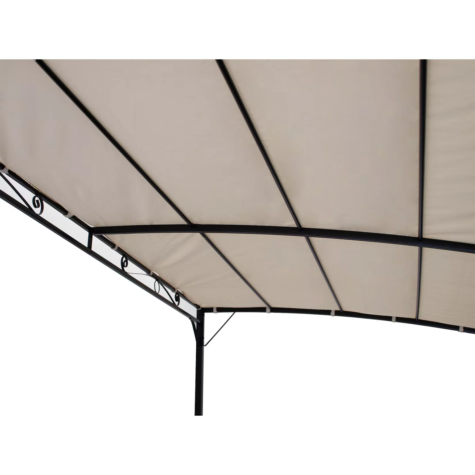 DEGAMO Anbaupavillon MANTOVA 3x2,5 Meter, Stahl dunkel, Plane PVC-beschichtet écru