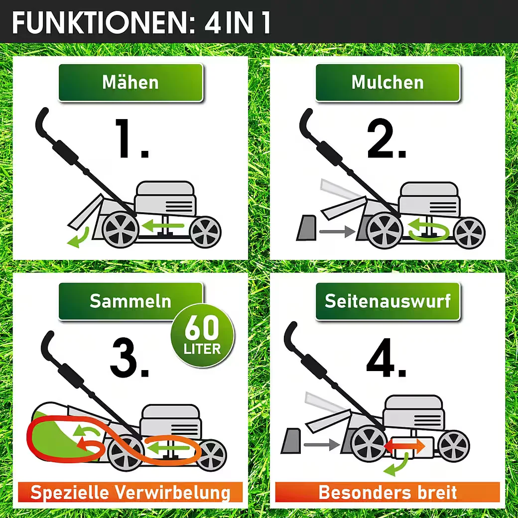 Benzinrasenmäher mit Antrieb 5,2kW(7PS) 4 Takt OHV Motor TÜV geprüft