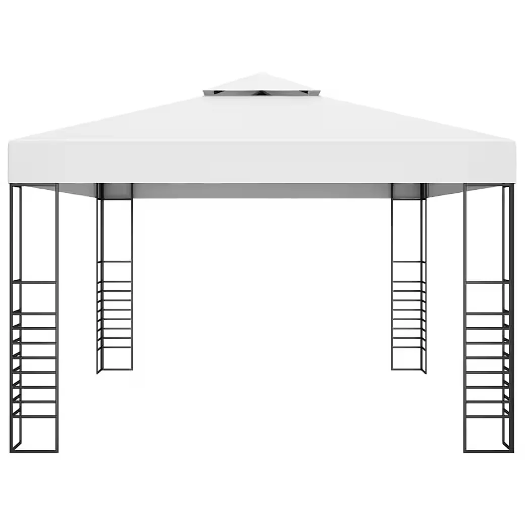 Partyzelt Pavillon mit LED-Lichterkette 4x3x2,7 m Weiß Garten
