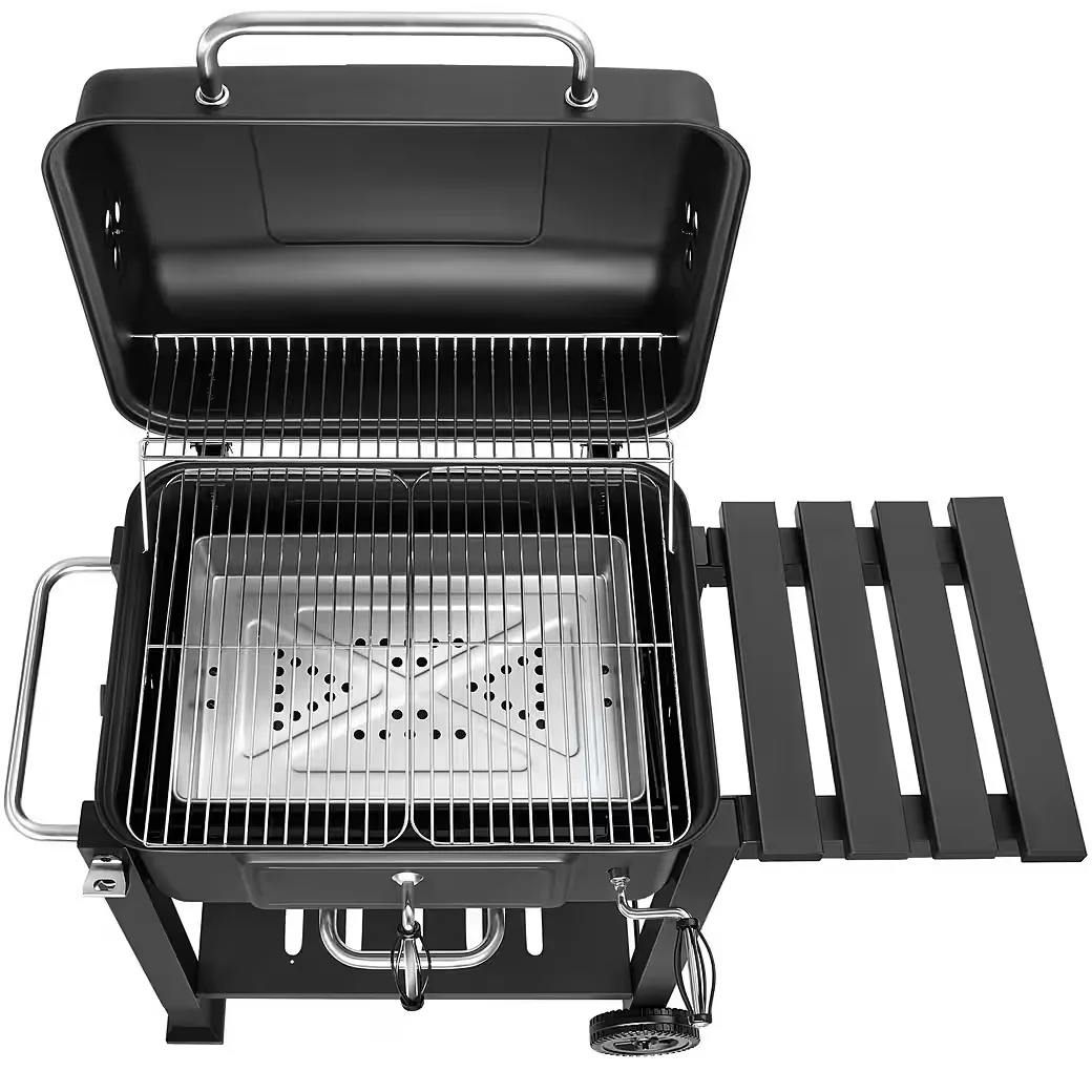 BBQ Holzkohlegrill mit 2 Rädern regulierbare Luftzufuhr 110x64x104 cm
