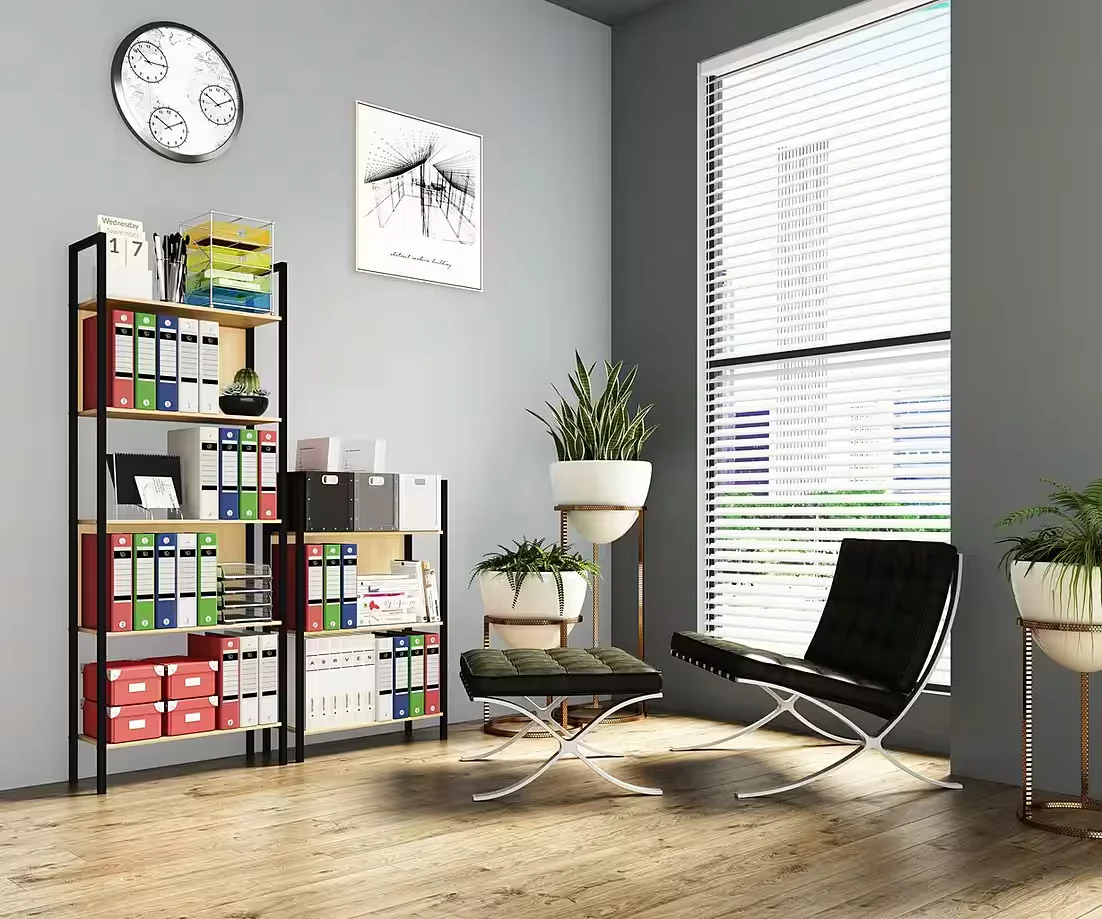 VCM Flakos Standregal Holz Metall Büro Bücherregal 3 Fächer