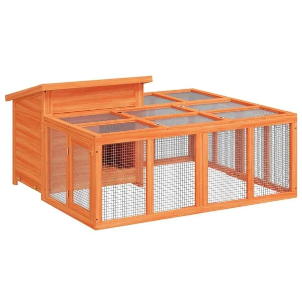 vidaXL Kaninchenstall Braun 144x123x67 cm Massivholz Kiefer Garten