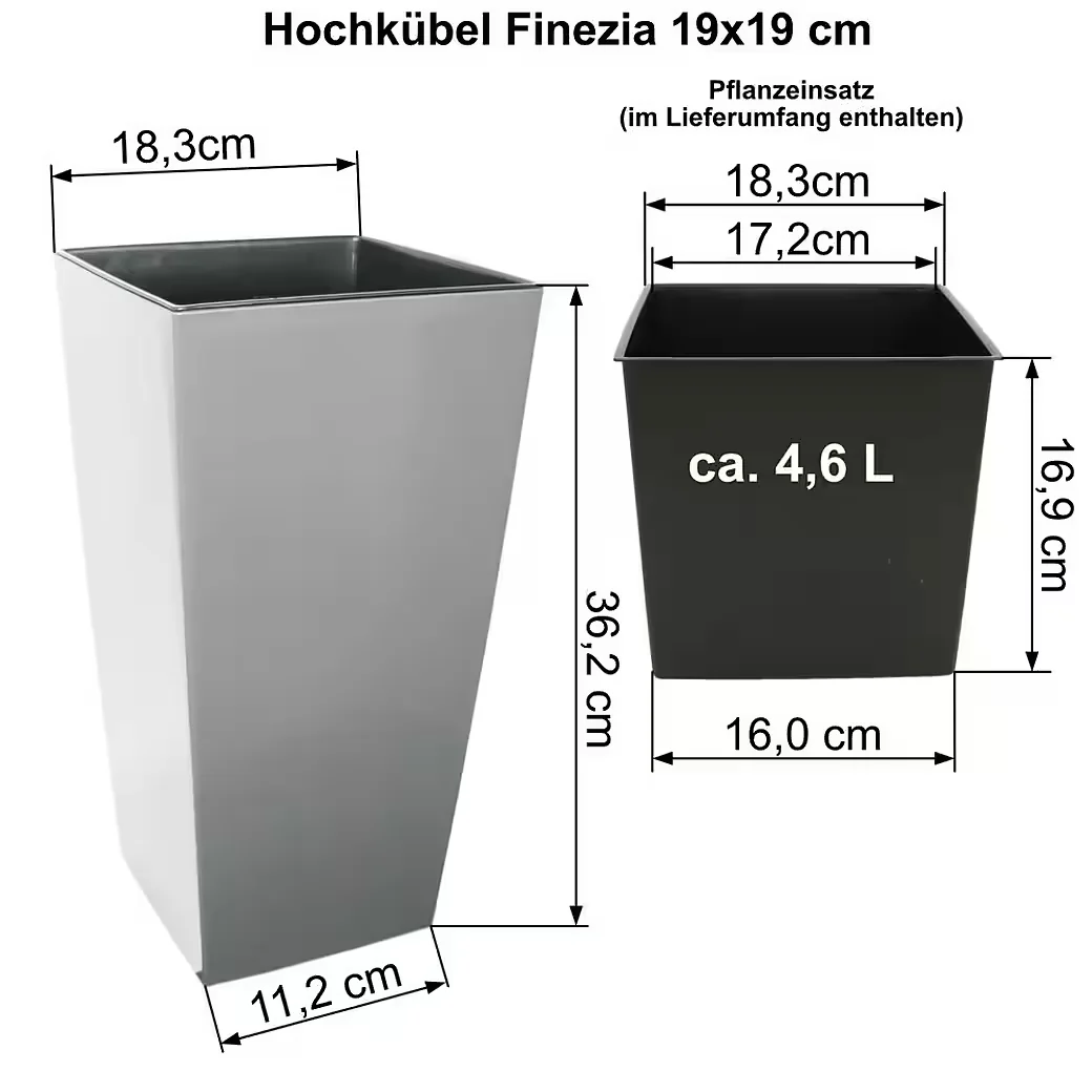 HEIMWERKERCENTER MePla Hochkübel Finezia Rattan 19x19cm H36 anthrazit