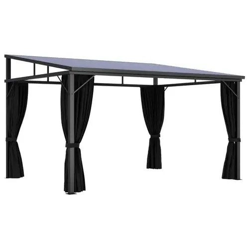 vidaXL Pavillon mit Vorhängen 405x294x244 cm Anthrazit für Garten