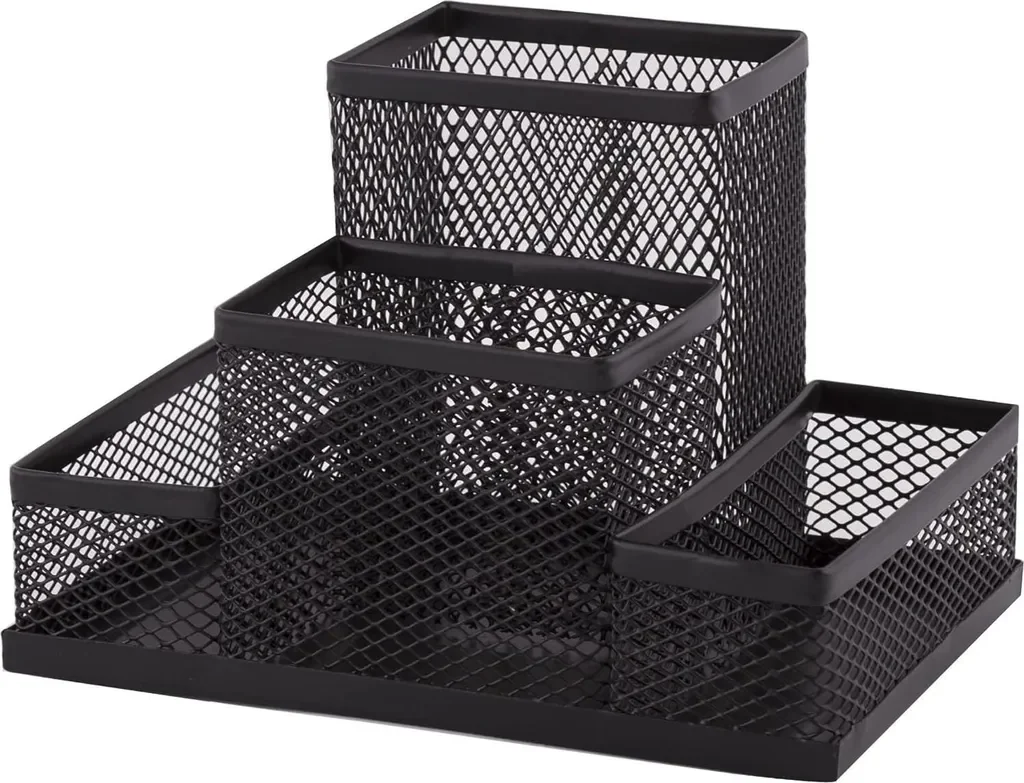 Stiftehalter Schreibtisch Büro Organizer Metall Zettelhalter Schwarz