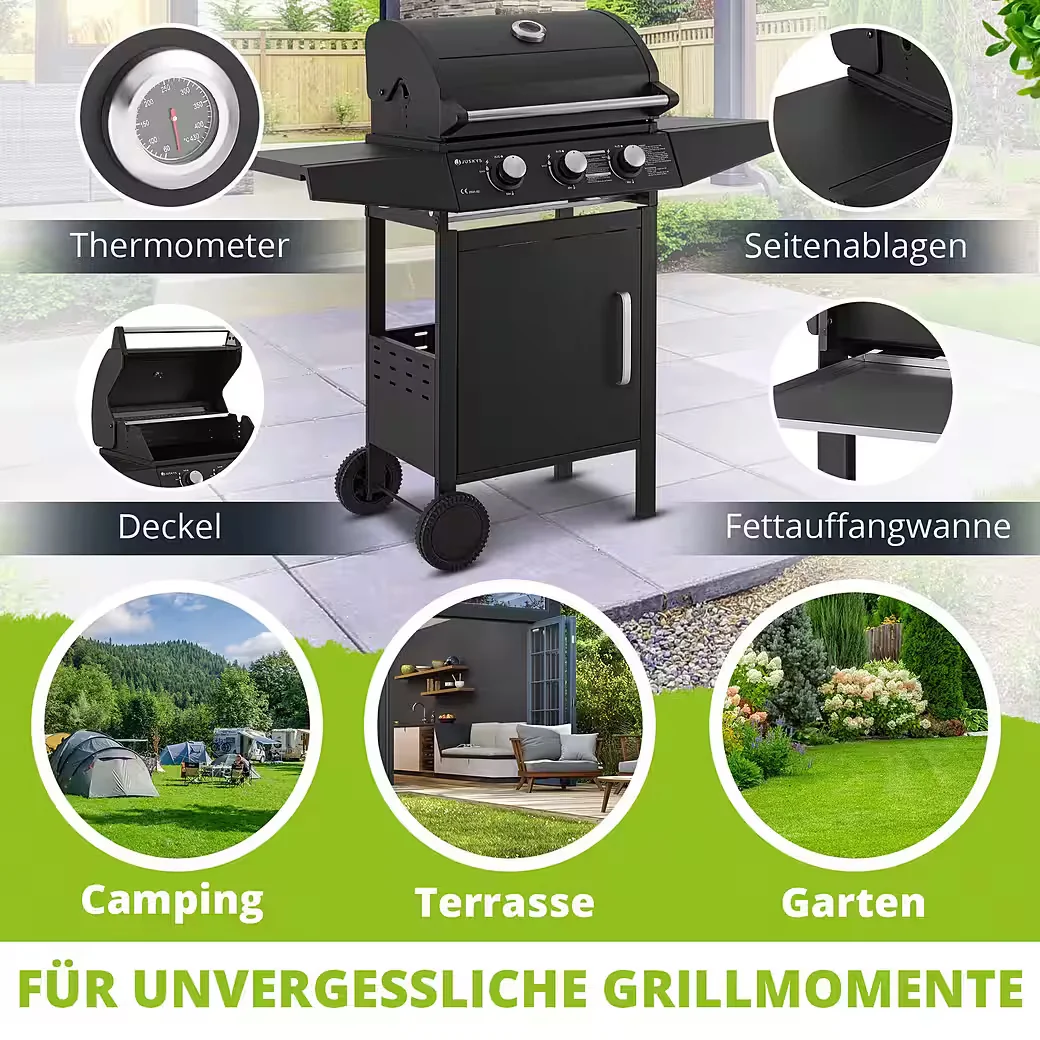 JUSKYS Gasgrill Louisiana BBQ Grillwagen Outdoor