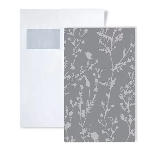 PROFHOME Vliestapete Musterstück DIN A4 floral grau Tapetenmuster