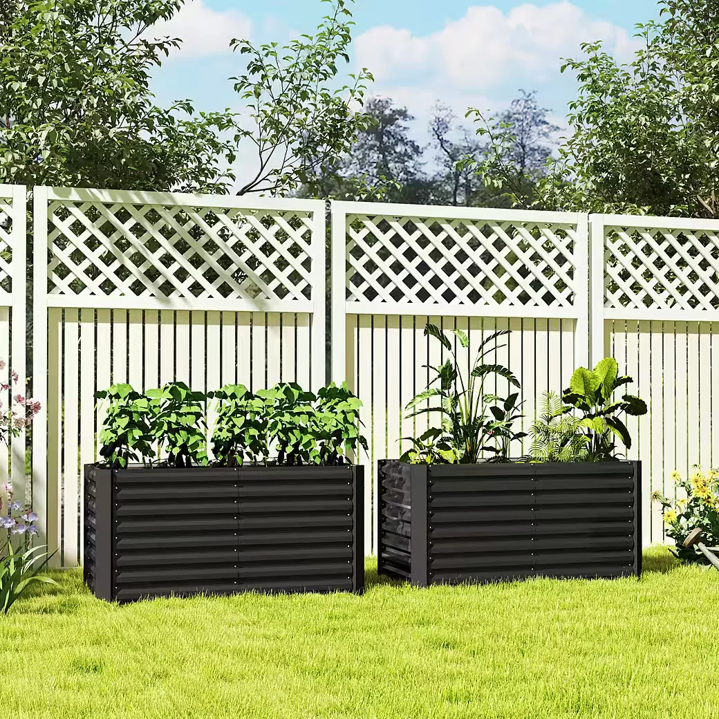 Hochbeet 2er Set Pflanzkasten extra tief Metall 120x60x60 cm Garten