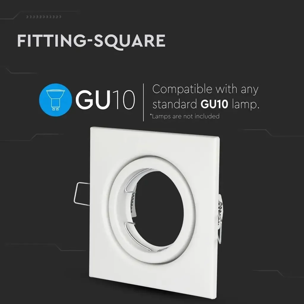 LED Einbaurahmen schwenkbar Eckig Quadrat Weiß Matt für GU10 MR16