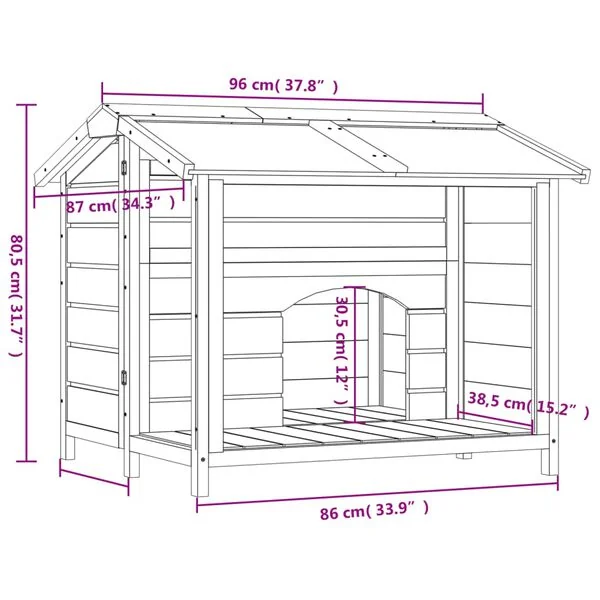 vidaXL Hundehütte Mokka 96x87x80,5 cm Massivholz Kiefer wetterfest