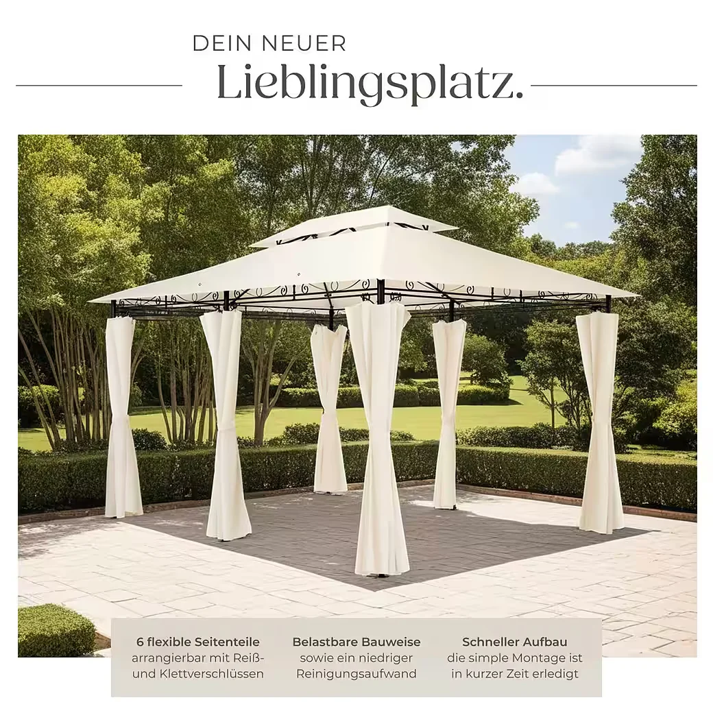 TECTAKE Gartenpavillon Partyzelt für Garten und Terrasse