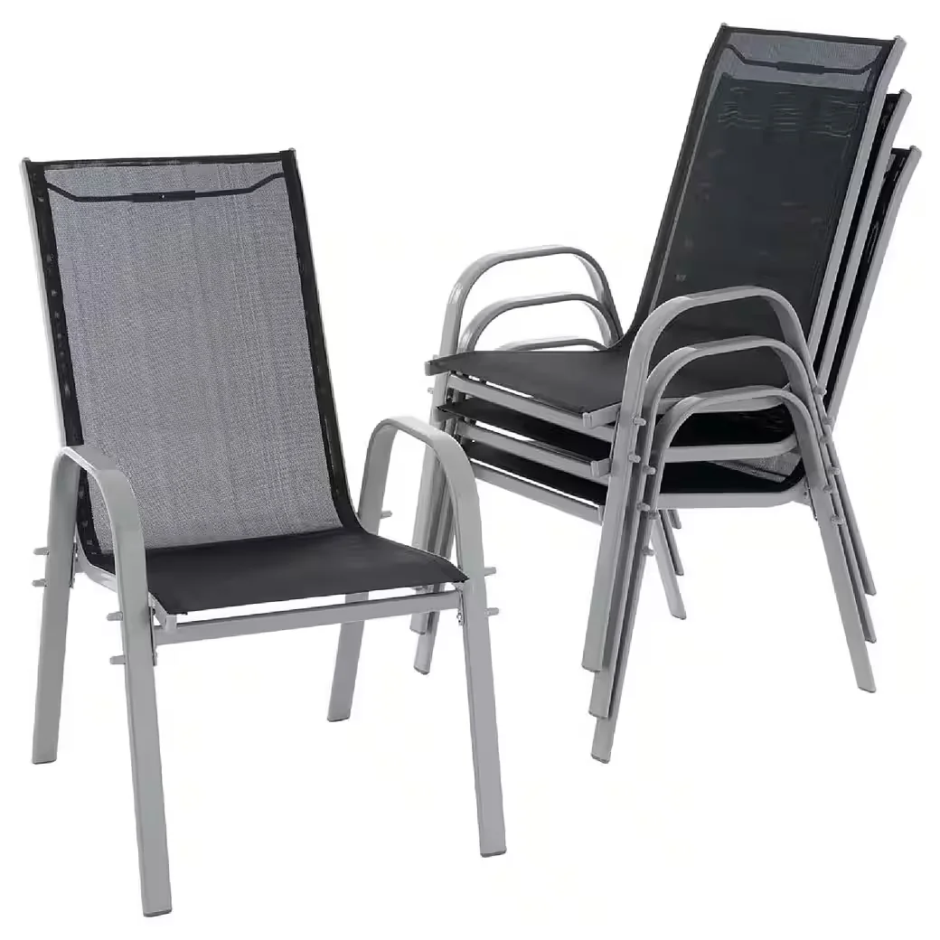Gartenstuhl 4er Set Stapelstuhl Outdoor Stuhl für Balkon Terrasse