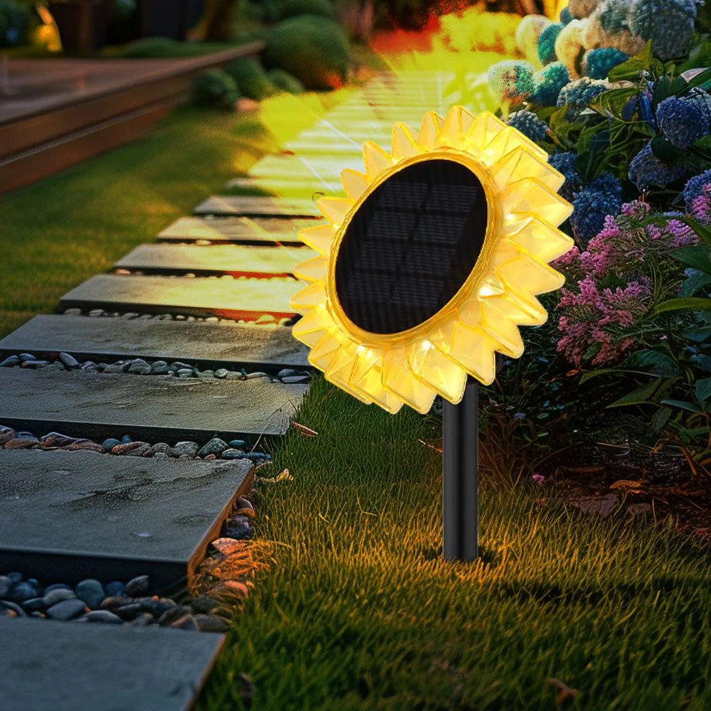 GLOBO LIGHTING LED Solarleuchte Sonnenblume Warmweiß Stecklampe Außen