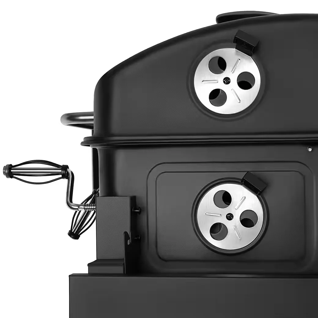 BBQ Holzkohlegrill mit 2 Rädern regulierbare Luftzufuhr 110x64x104 cm