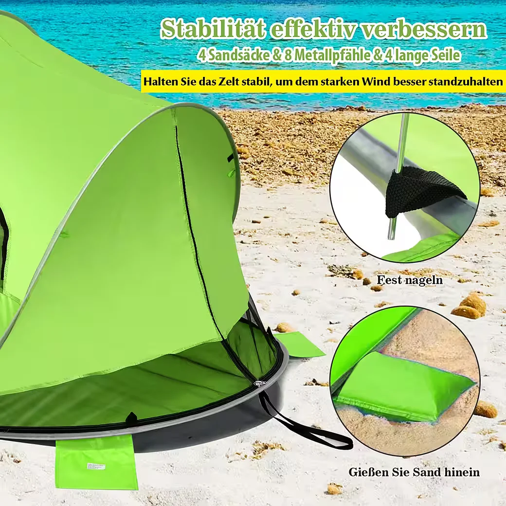 Strandmuschel Pop Up Strandzelt mit UV Schutz leicht und windfest