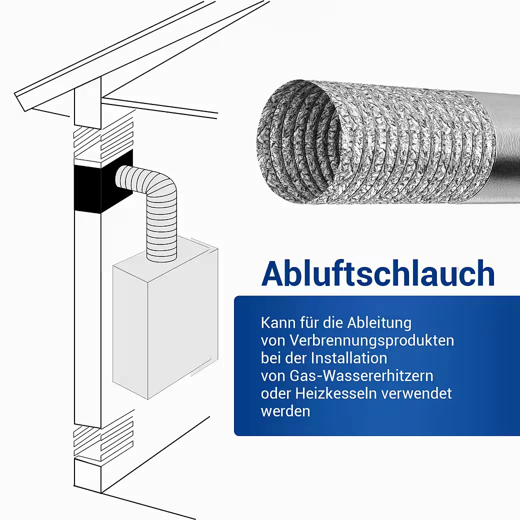 VIOKS Alu Abluftschlauch Flexrohr 100erR 3m für Trockner Abzugshaube